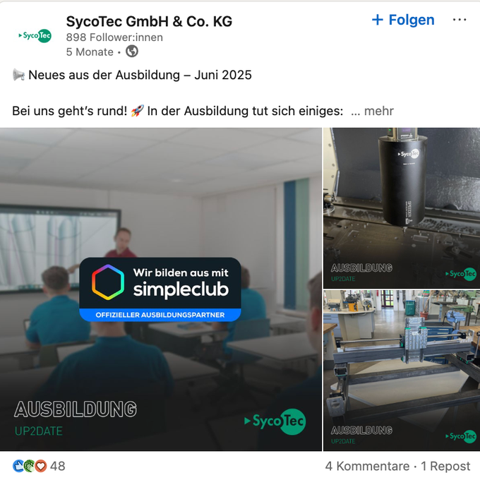 LinkedIn Post von SycoTec GmbH