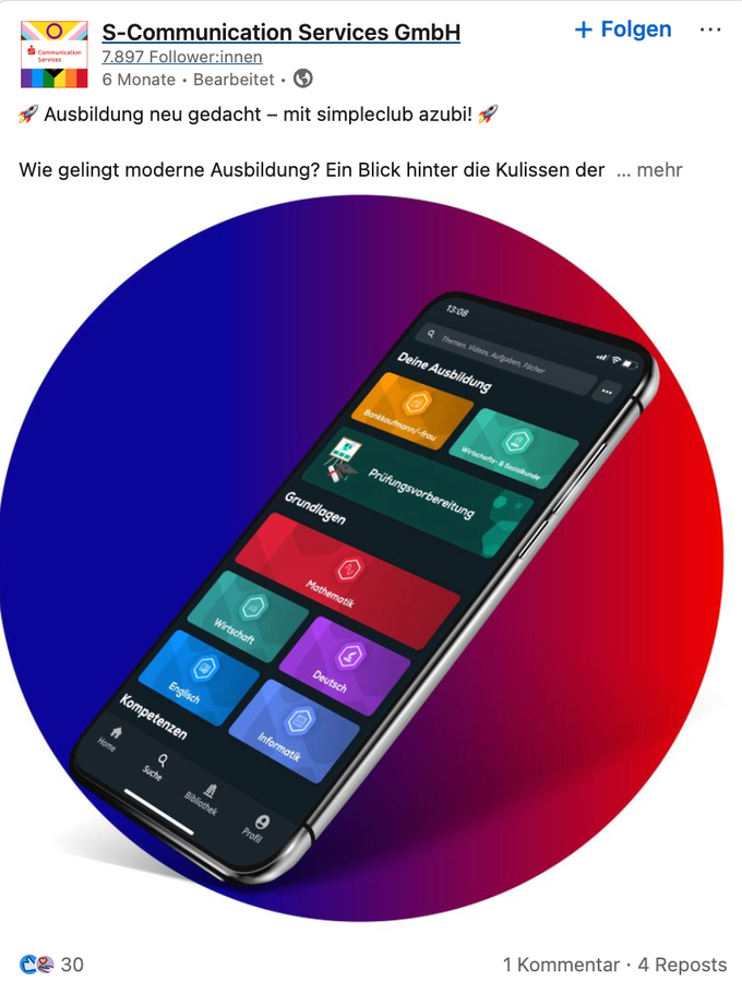 LinkedIn Post von S-Communication Services GmbH